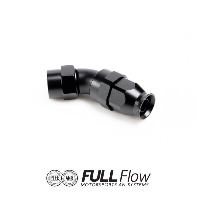 Full Flow PTFE Hose End Fitting 45 Degree AN-8