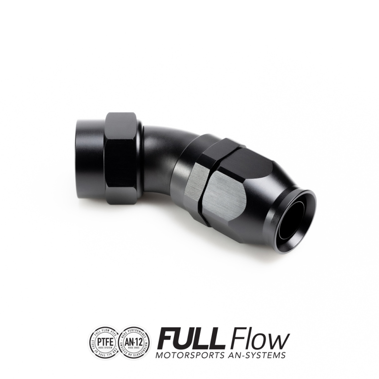 Full Flow PTFE Hose End Fitting 45 Degree AN-12