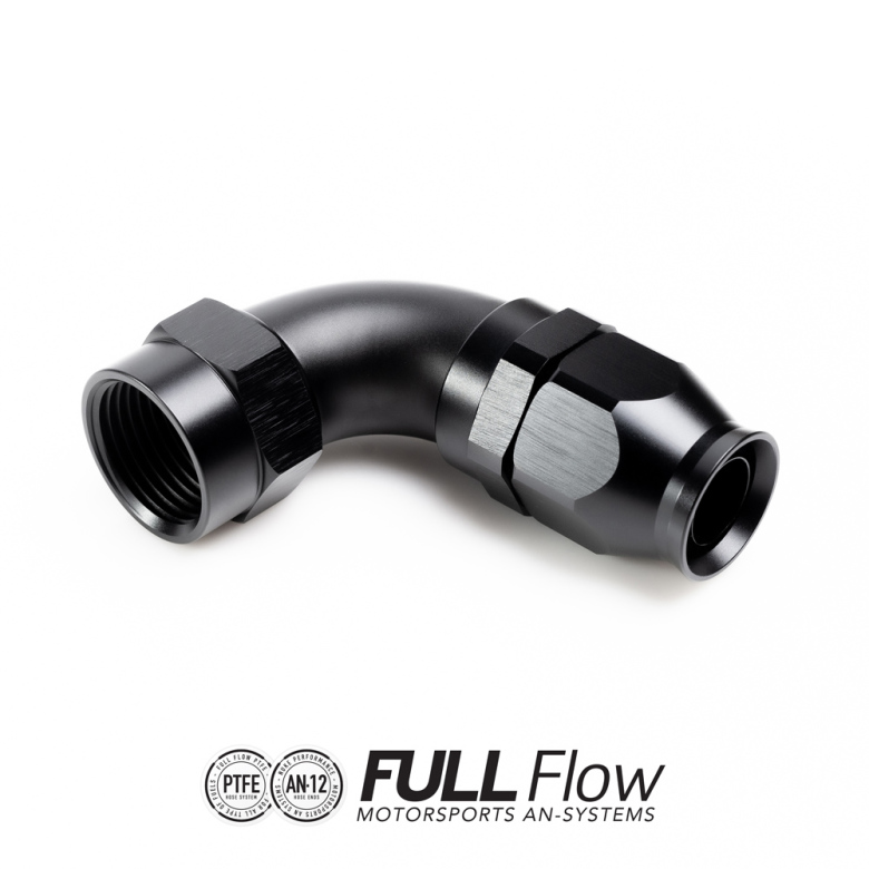 Full Flow PTFE Hose End Fitting 90 Degree AN-12