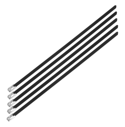 Stainless steel locking ties, 4.6mm x 200mm Black, 5pcs