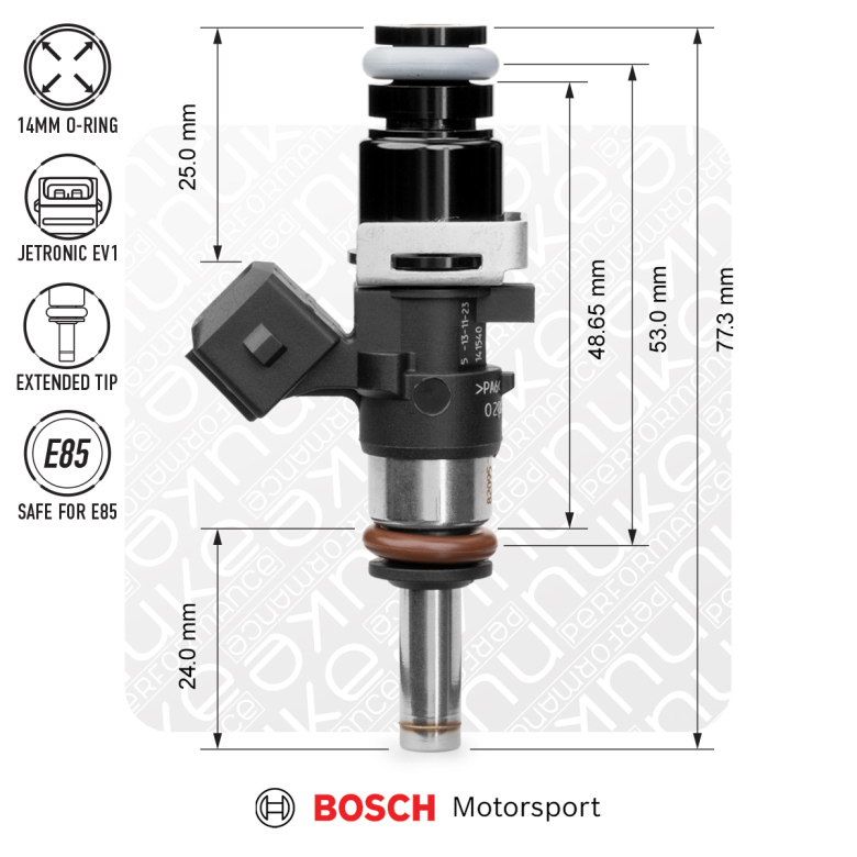 Bosch injector 1200cc, 53mm (EV14S), 4pcs flow matched
