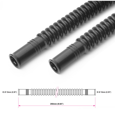 Convoluted black nylon in-tank fuel hose �10mm 250mm